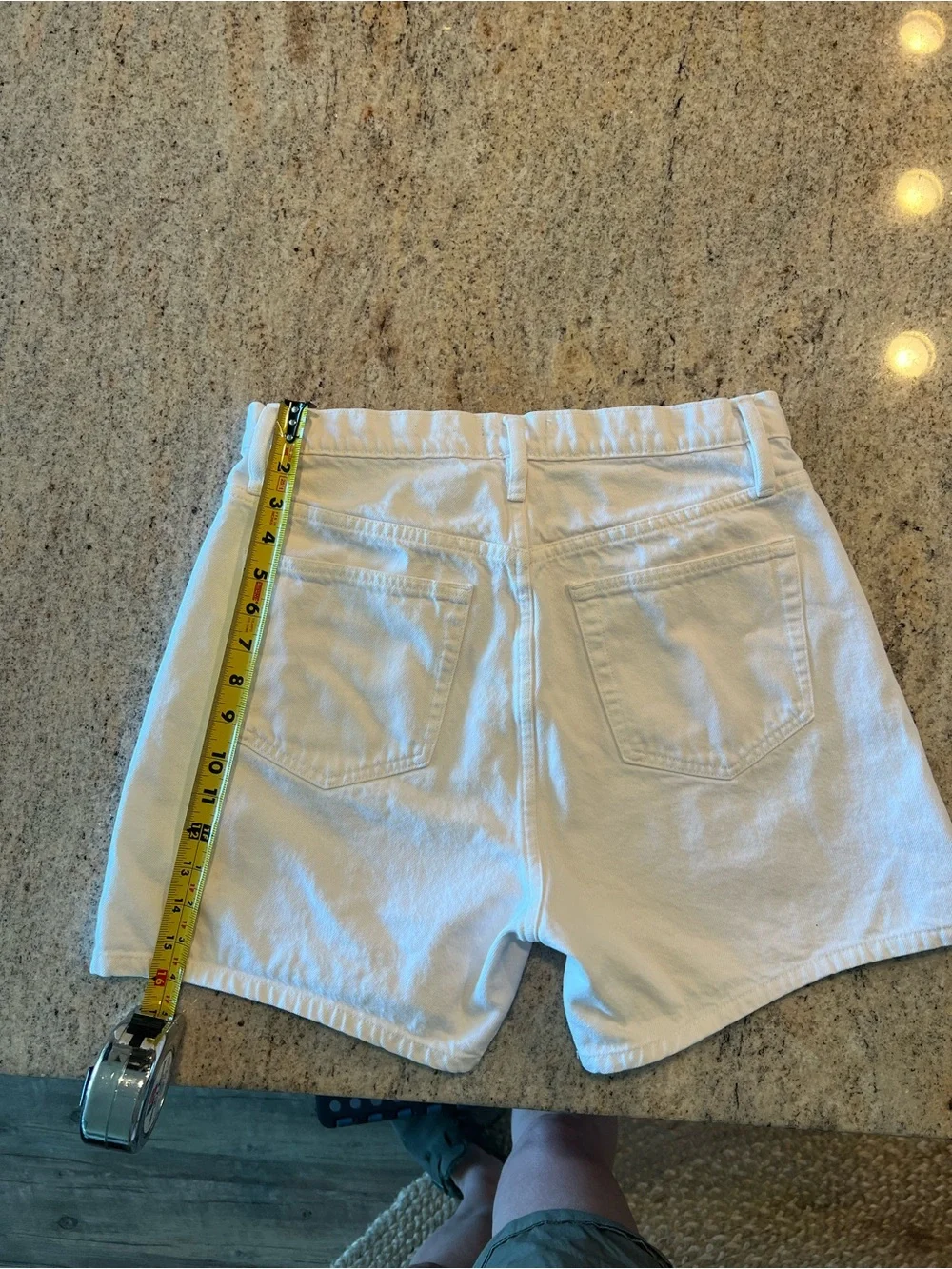 Frame Classic White The Long Hang Women's 100% Rigid CottonDenim Shorts
